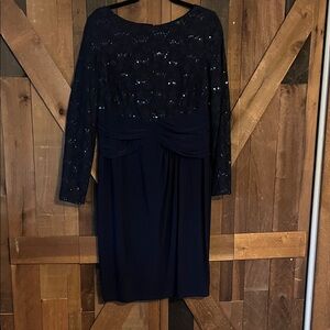 Chaps Midnight Blue Long Sleeve Dress